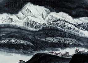 陈鹏同作品 《雪山下的村庄》